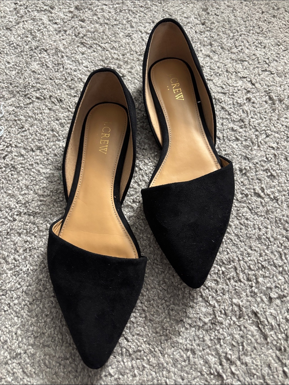 J. Crew Black Suede Pointed Toe D'Orsay Flats